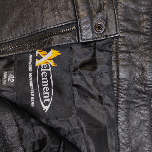 Vintage Xelement Men’s Leather Motorcycle Pants 42 Black Straight Leg Cruiser St - Picture 8 of 8